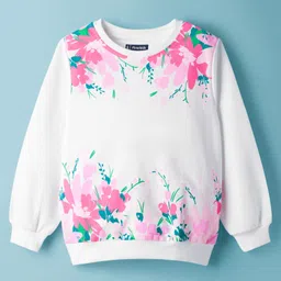 Pine Kids Cotton Knit Full Sleeves Sweatshirt with Floral Print - White-picture-29