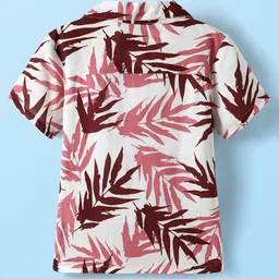 kookie kids india Kookie Kids Half Sleeves Resort Collar Shirt With Tree Print - White image 2