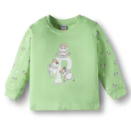 Tango Single Jersey Knit Full Sleeves Night Suit With Animal Print - Green image 2