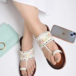 Shoetopia Girls Embellished Ethnic Open Toe Flats with Embroidered image 3