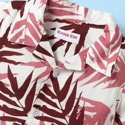 kookie kids india Kookie Kids Half Sleeves Resort Collar Shirt With Tree Print - White image 3