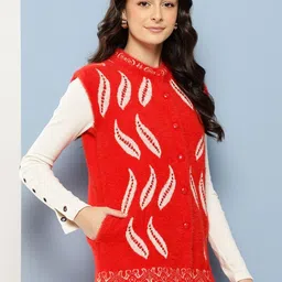 The Roadster Lifestyle Co Embellished Woolen Cardigan Sweater image 3