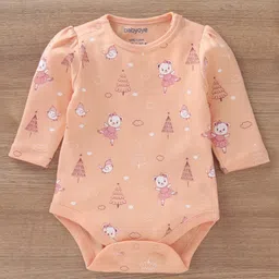babyoye BabyoyeCotton Half Sleeves Onesies Hearts Print Pack of 3 - Cream Peach Maroon image 4
