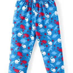 Babyhug Cotton Knit Full Sleeves Night Suit With Dino Print - Blue image 4