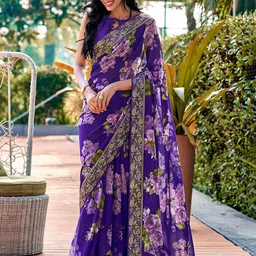 LeeliPeeri Designer Floral Printed Woven Design Zari Saree-picture-30