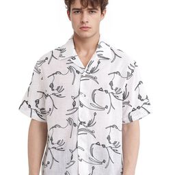 RARE RABBIT Men Comfort Relaxed Fit Cuban Collar Abstract Printed Cotton Casual Shirt-picture-34