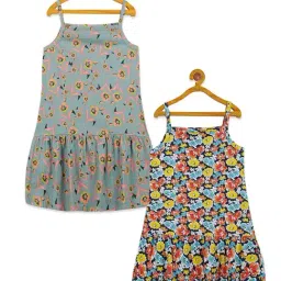 Kiddopanti Kids Grey & Navy Printed Dress (Pack Of 2)-image-29