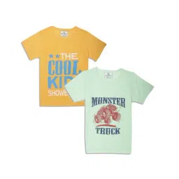 Vimal Jonney Kids Green & Yellow Printed T-Shirt (Pack of 2)-picture-39