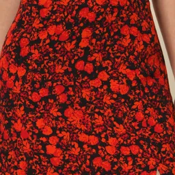 Trend Arrest Red & Black Floral Print Skirt image 5