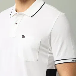 Arrow Sport White Regular Fit Colour Block Polo T-Shirt image 5