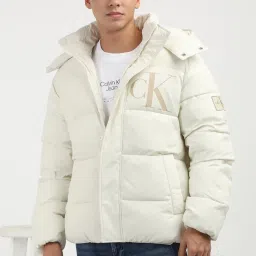 Calvin Klein White Regular Fit Quilted Hooded Jacket image 5