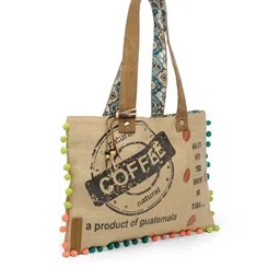 The House of Tara Beige Printed Jute Shoulder Bag image 2