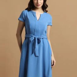 Allen Solly Blue A-Line Dress-picture-24