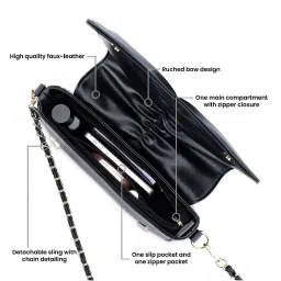 Fastrack Black Textured Medium Sling Handbag image 5