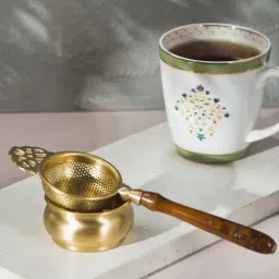 Fabindia Padma Brass Strainer With Handle-image-55