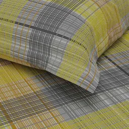 BIANCA Estonia Yellow & Grey Cotton 116 TC 115 GSM Single Size Bedsheet With Pillow Cover image 5