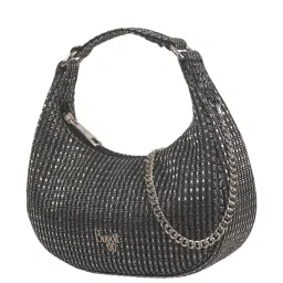 Baggit Valentines Collection Mimi Black PU Textured Miniature Hobo Handbag image 5