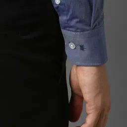 Louis Philippe Powder Blue Cotton Slim Fit Texture Shirt image 5