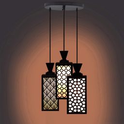 Gojeeva Black & White Textured Wooden Rectangle Shaped Ceiling Lamp-picture-11