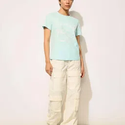 Only Blue Cotton Print T-Shirt image 5