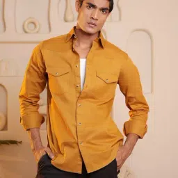 SUBTRACT Gold Regular Fit Cotton Shirt-picture-37