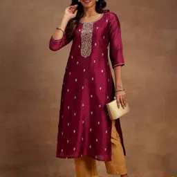 Libas Purple Embroidered Straight Kurta-image-63