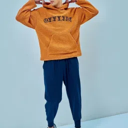 Bewakoof Orange Relaxed Fit Print Oversized Hoodie image 5