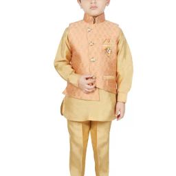 SG Yuvraj Kids Orange & Brown Printed Kurta with Pyjama-picture-26