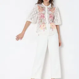 Vero Moda White Self Design Top image 5