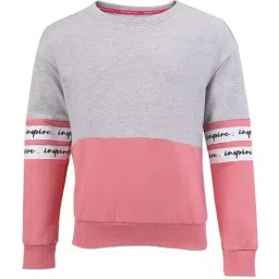 Jockey Kids Grey & Pink Cotton Color Block Sweatshirt-image-44