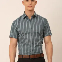 Jainish Grey Regular Fit Striped Shirt-picture-28