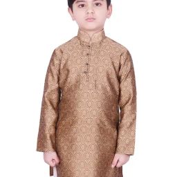 SG Yuvraj Kids Gold Printed Full Sleeves Kurta-picture-9