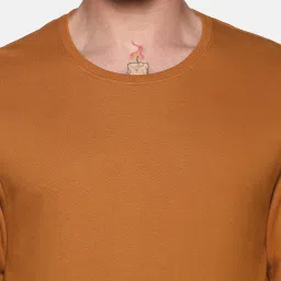 showoffff SHOWOFF Brown Cotton Slim Fit Solid Sweatshirt image 5