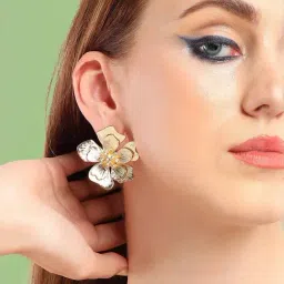 Sohi Gold Plated Party Designer Stone Stud Earrings image 2