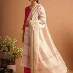 Jaypore Women Natural White Printed Dupatta image 2