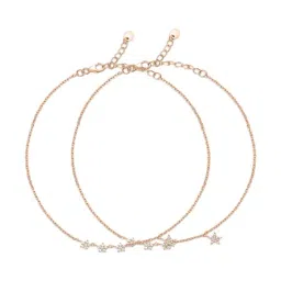 Zavya Star Rose Gold Plated Anklet Pair for Women-image-85