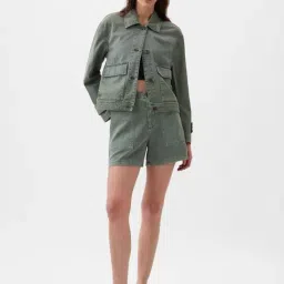 GAP Green Cotton Solid Long Sleeves Jacket image 3