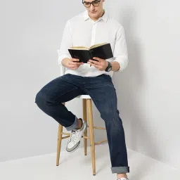 celio celio* Navy Regular Fit Lightly Washed Distressed Jeans image 5