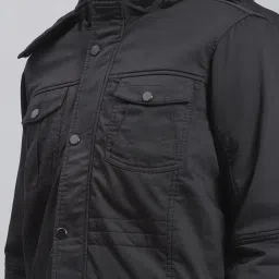 Monte Carlo Black Cotton Regular Fit Hooded Jacket image 5