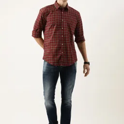 Burnt Umber Red Regular Fit Check Shirt image 5
