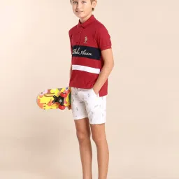 u.s. polo assn. US Polo Kids Boys Red Cotton Color Block Polo T-Shirt image 5