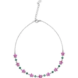 Zavya Colorful Floral Rhodium Plated Anklet for Women-picture-33