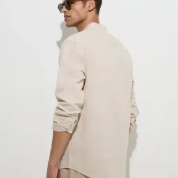 Ascot by Westside Beige Relaxed-Fit Linen-Blend Shirt image 2