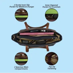 Lavie Tula Navy Synthetic Solid Tote Handbag image 5