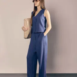Vero Moda Blue Plain Trousers image 5
