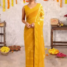 MIRCHI FASHION Yellow Tie & Dye Saree With Unstitched Blouse-picture-12