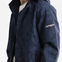 showoffff Showoff Navy Blue Slim Fit Printed Hooded Jacket image 5