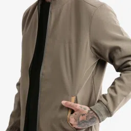 showoffff Showoff Olive Slim Fit Printed Bomber Jacket image 5