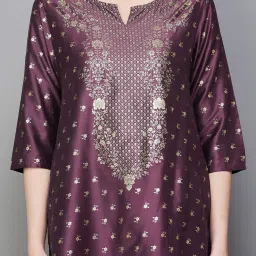 Melange by Lifestyle Purple Printed Straight Kurta image 5