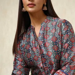 Soch Teal Mashru Printed Kurta image 5